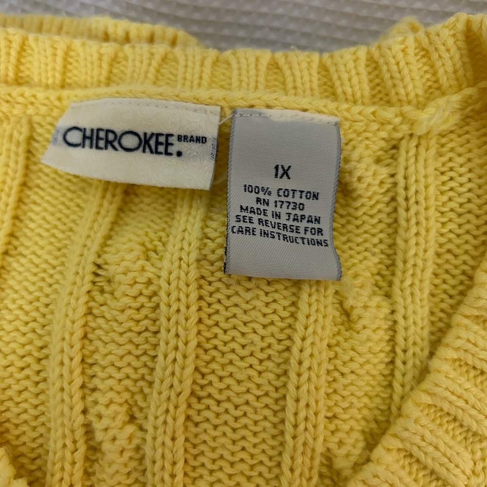 Cherokee yellow cable knit cardigan button down sweater - Picture 2 of 5